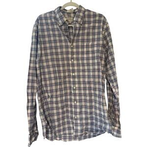 NWOT J.Crew Tall Secret Wash Organic Plaid Poplin Shirt Size Large